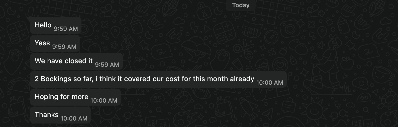 Healthcare client WhatsApp feedback 3